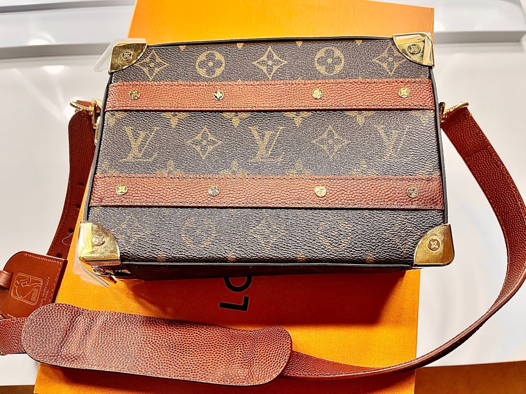 Louis Vuitton, a monogram canvas 'Petite Malle Trunk Messenger Bag